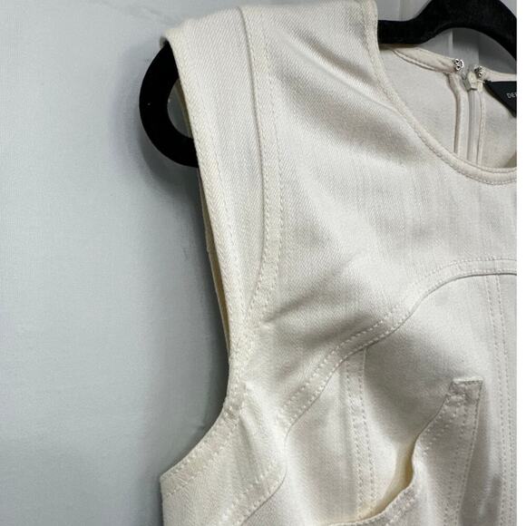Derek Lam New York Cream Denim Stretch Form Fitting Knee Length Sleeveless Dress - Picture 5 of 12